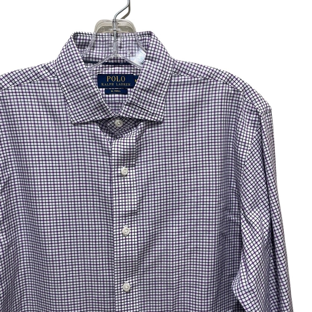 Polo Ralph Lauren Checkered Button Down Shirt Purple and White Mens Size Medium - Picture 3 of 8